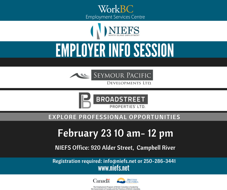 Employer Info Sessions Feb 23 & 26 NIEFS North Island Employment